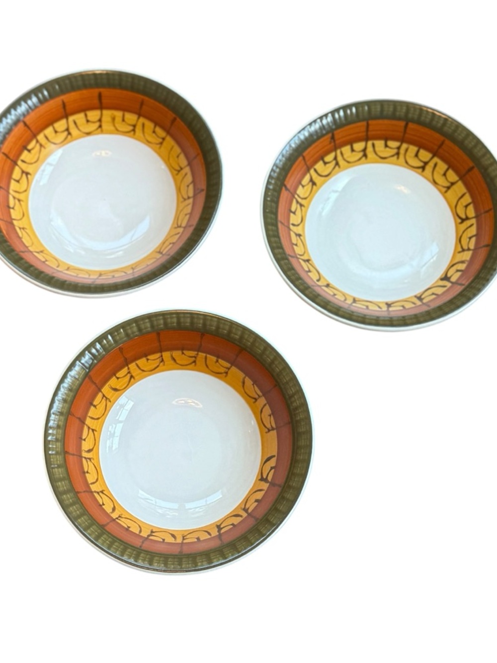 Vintage MCM Casual Ceram Stoneware  7" Galaxy Bowls/Soup Cereal Bowl, Set 3 8007